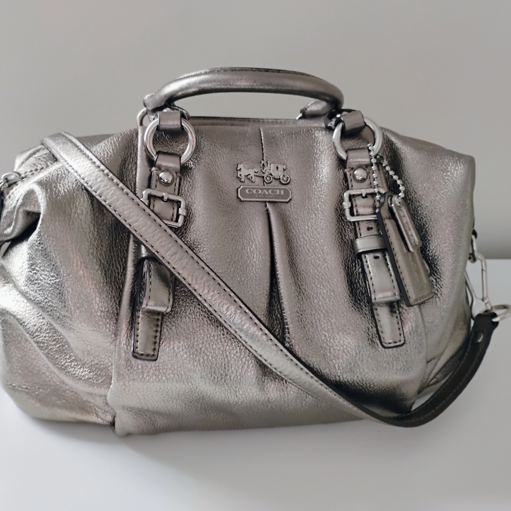 Coach Metallic Silver Satchel